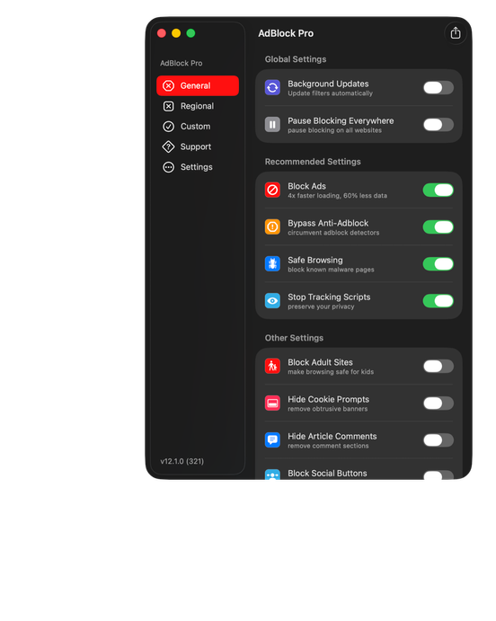 AdBlock Pro Light Mode Mac App